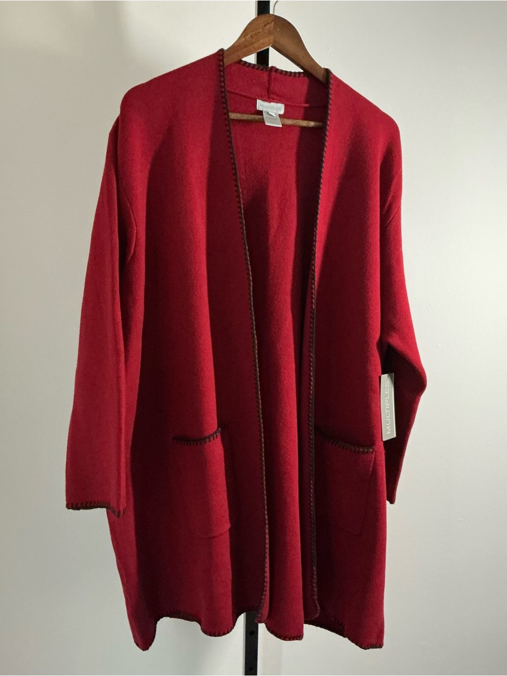 🆕 Multiples | Knit 3/4 Sleeve Open-FrontSolid Long Sweater Cardigan - Picture 3 of 11